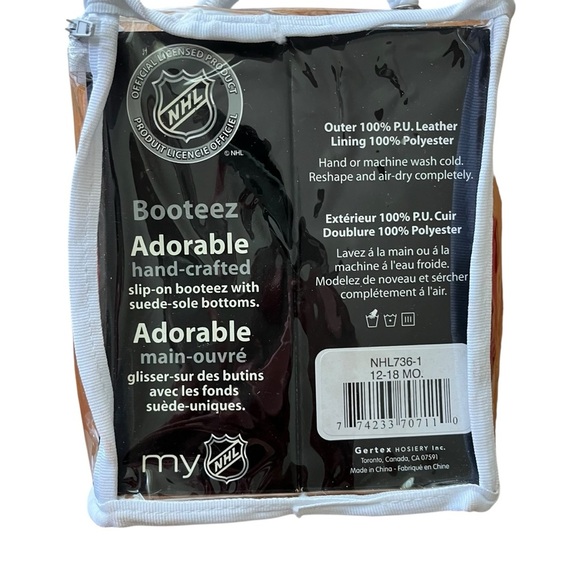 NHL Calgary Flames Baby Booties | Red Faux Leather Slip-On 12–18 Months NWT - Picture 2 of 7